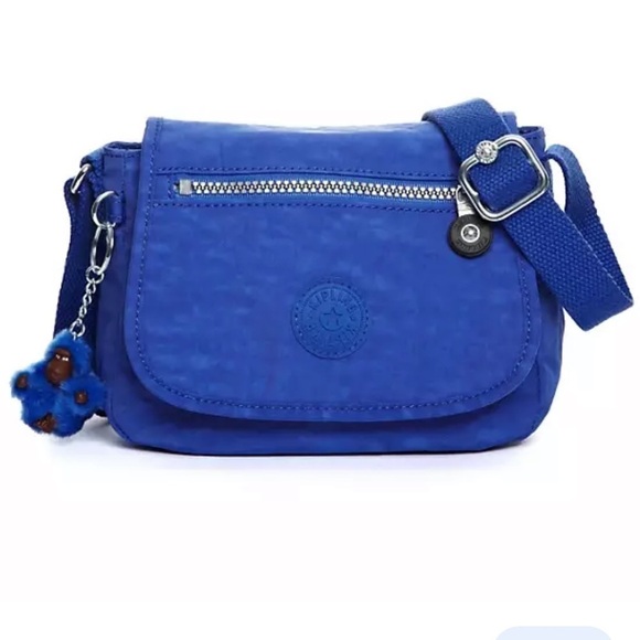Kipling Sabian crossbody nylon bag blue small with furry monkey - Picture 1 of 6